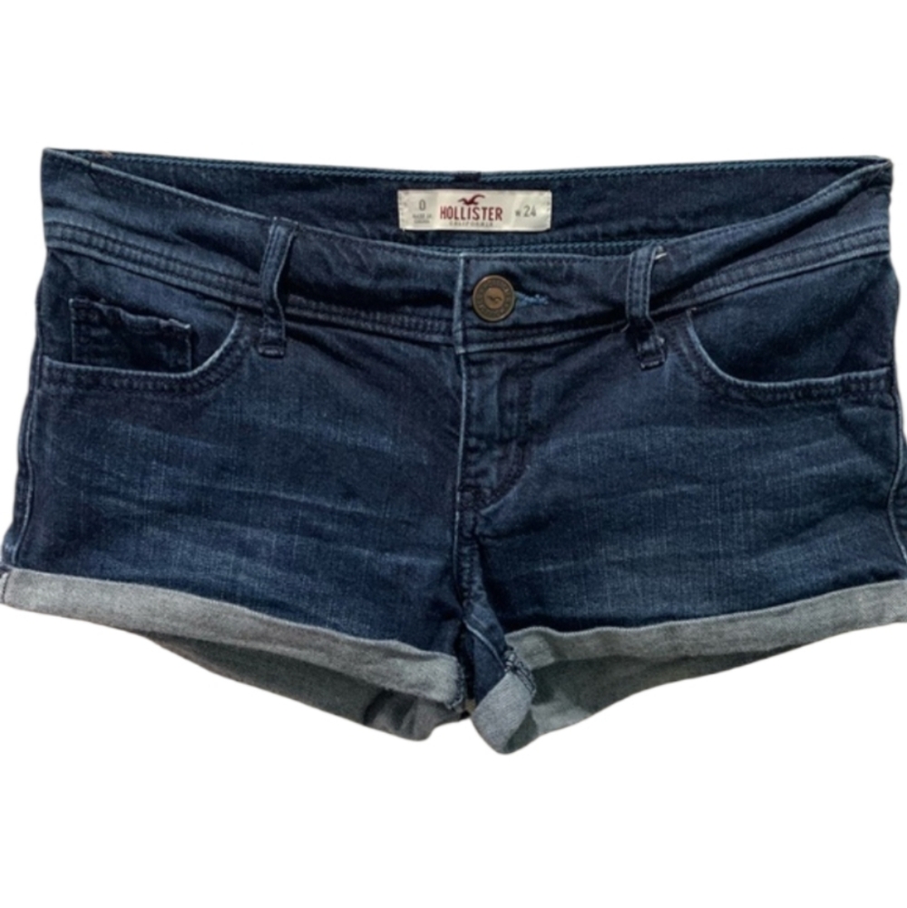 Hollister Dark Blue Denim Low Rise Jean Shorts Size 0
